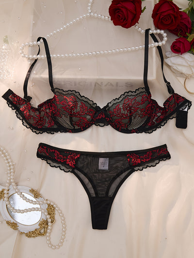 Ensemble Lingerie Coquine Transparente en Dentelle