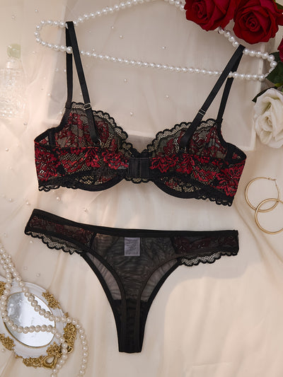 Ensemble Lingerie Coquine Transparente en Dentelle