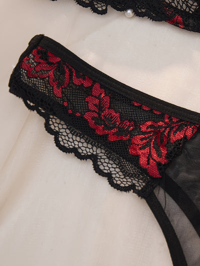 Ensemble Lingerie Coquine Transparente en Dentelle