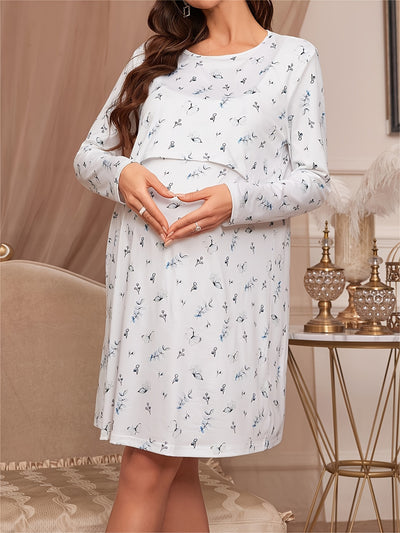 Chemise de Nuit pour Allaitement à Fleurs
