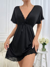 Chemise de Nuit Romantique avec Col en V