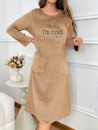 Chemise de Nuit Très Chaude à Manches Longues