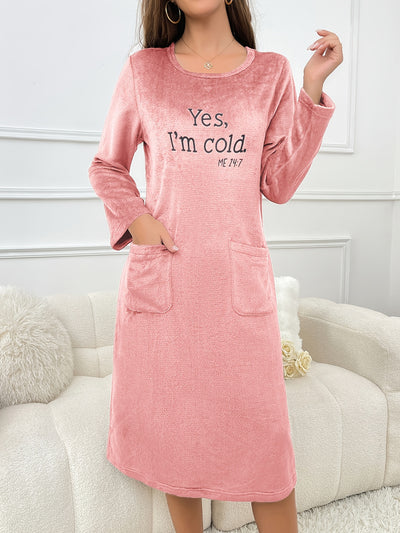 Chemise de Nuit Très Chaude à Manches Longues