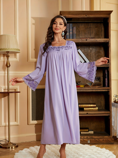 Chemise de Nuit Longue à Manches Longues