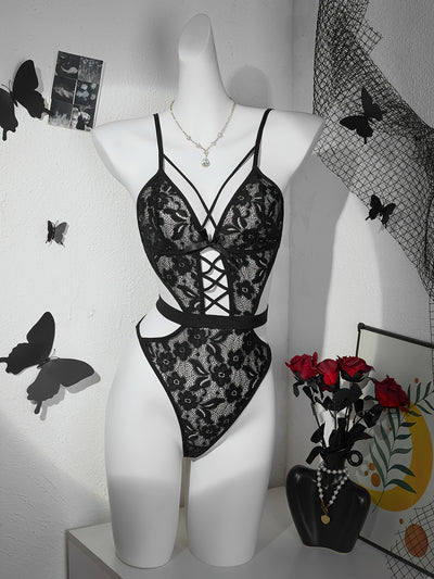 Body en Dentelle Transparente avec Ficelle