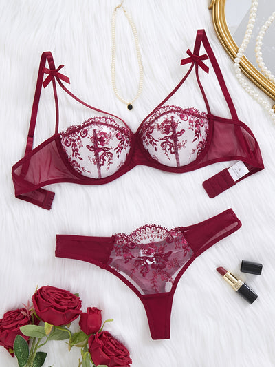 Lingerie Coquine Transparente Rouge Bordeaux