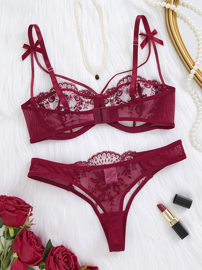 Lingerie Coquine Transparente Rouge Bordeaux