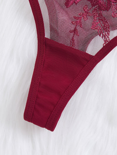 Lingerie Coquine Transparente Rouge Bordeaux