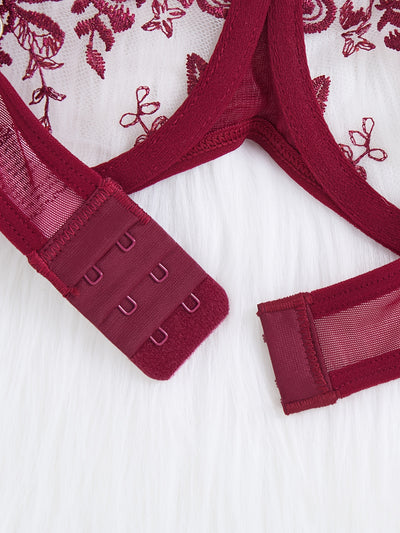 Lingerie Coquine Transparente Rouge Bordeaux