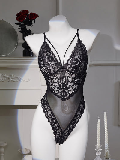 Body en Dentelle Transparent Noir