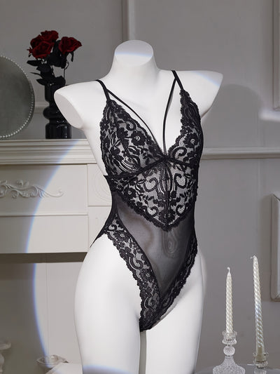 Body en Dentelle Transparent Noir