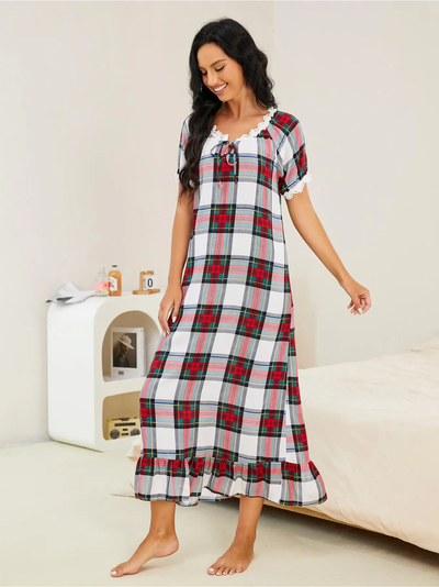 Nuisette Longue à Carreaux