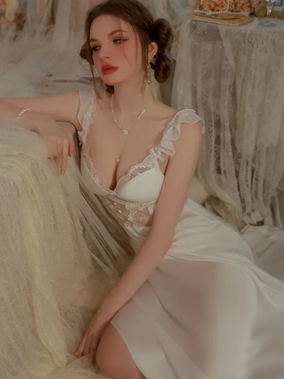 Robe Nuisette Longue Ouverte