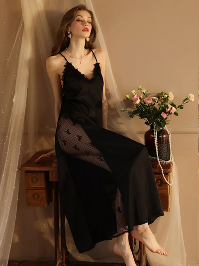 Nuisette Longue Dos Nu Plongeant
